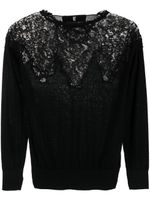 Ermanno Scervino pull en maille à encolure en dentelle - Noir