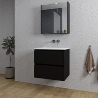 Adema Chaci Badkamermeubelset - 60x46x57cm - 1 keramische wasbak wit - zonder kraangaten - 2 lades - Spiegelkast - mat zwart SW718704/SW773925/SW812066/SW812071 - thumbnail