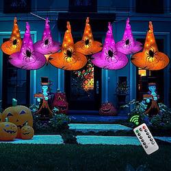 8 stks halloween gloed heksenhoed afstandsbediening buiten boom hangende lichten 40 led batterij aangedreven halloween feest tuin tuin balkon decoratie Lightinthebox