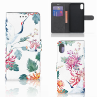 Apple iPhone Xs Max Telefoonhoesje met Pasjes Bird Flowers