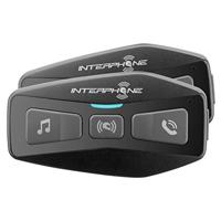 Interphone INTERPHOUCOM2TP Dubbele Bluetooth 5.0 motorhelm, piloten-intercominstallatie, afstand 600 m, autonomie tot 12 uur, MP3, GPS, waterdicht IP67, universeel, zwart, 2 stuks