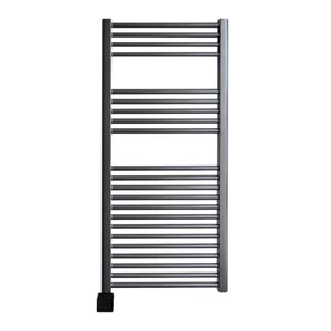 Sanicare elektrische design radiator 45x112cm gunmetal met Bluetooth en thermostaat links zwart