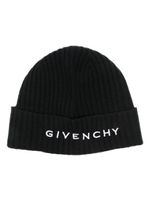 Givenchy logo-print ribbed knit beanie - Noir - thumbnail