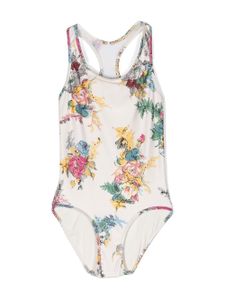 ZIMMERMANN Kids maillot de bain fleuri Clover à dos nageur - Tons neutres