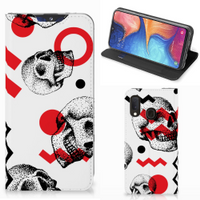 Mobiel BookCase Samsung Galaxy A20e Skull Red