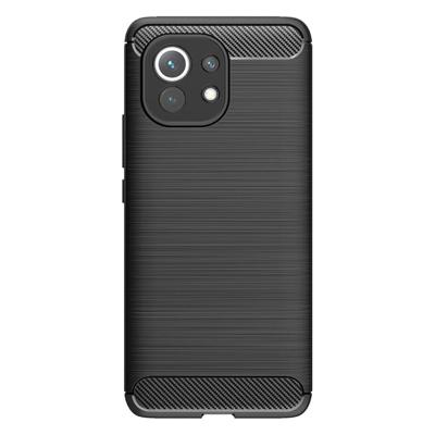 Shop4 - Xiaomi Mi 11 Hoesje - Zachte Back Case Brushed Carbon Zwart