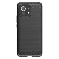 Shop4 - Xiaomi Mi 11 Hoesje - Zachte Back Case Brushed Carbon Zwart
