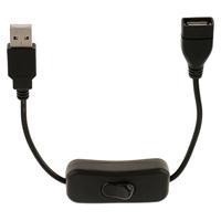 Reround USB-verlengkabel A male naar female met aan/uit-schakelaar