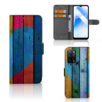 OPPO A16/A16s/A54s Book Style Case Wood Heart - Cadeau voor je Vriend - thumbnail