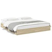 vidaXL Bedframe met lades bewerkt hout sonoma eikenkleurig 200x200 cm, bed, bed ombouw, 2 persoonsbed, bedbodem, slaapkamermeubel, tweepersoonsbed