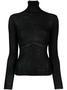 Patrizia Pepe logo-embossed ribbed-knit top - Noir