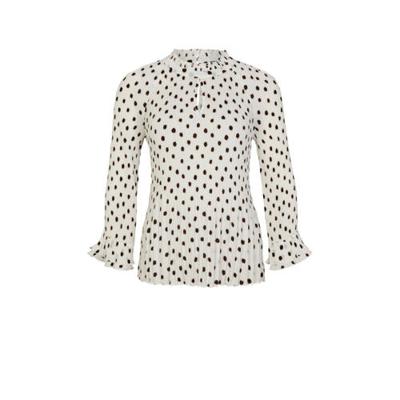 s.Oliver BLACK LABEL top met stippen en ruches ecru/zwart s.Oliver BLACK LABEL top met stippen en ruches ecru/zwart