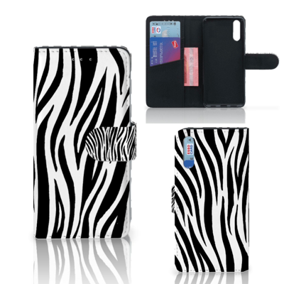 Huawei P20 Telefoonhoesje met Pasjes Zebra Huawei P20 Telefoonhoesje met Pasjes Zebra