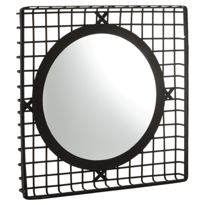 J-Line Spiegel Rond Bamboe Zwart 95,5x8x95,5