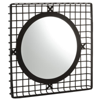 J-Line Spiegel Rond Bamboe Zwart 95,5x8x95,5