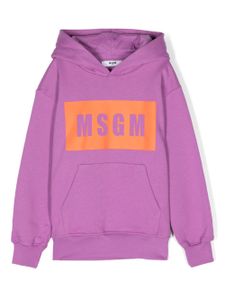 MSGM Kids hoodie en coton à logo imprimé - Violet