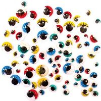 100x Wiebel oogjes/googly eyes gekleurd met wimpers 6 tot 15 mm