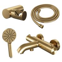 Opbouwset Bad- en Douchekraan Brauer Gold Edition Thermostatisch Met Wandhouder En Handdouche 3 Standen Geborsteld Goud Brauer - thumbnail