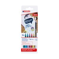 Brushpen edding 1340 set - metallic kleuren - flexibele penseelvorm - goud zilver metallic rood/blauw/groen/violet