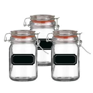 Weckpot/inmaakpot - 4x - 250 ml - glas - met beugelsluiting - incl. etiketten