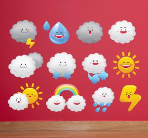 Sticker kinderkamer set emoticons weer