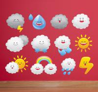 Sticker kinderkamer set emoticons weer - thumbnail