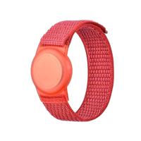 By Qubix - AirTag nylon loop bandje - S/M - Rood - Geschikt voor kinderen