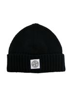 Stone Island Junior bonnet en maille fine à patch logo - Noir - thumbnail