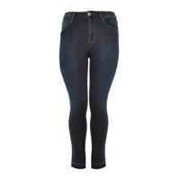 Yoek high waist skinny jeans ripped bottom dark denim
