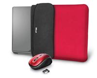 Trust Yvo Omkeerbare Laptophoes En Draadloze Muis, Rood