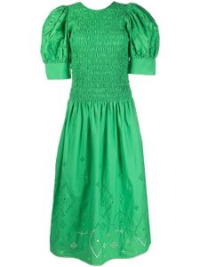 GANNI robe mi-longue à découpes - Vert