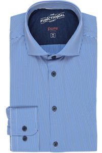 Pure Functional Slim Fit Jersey shirt middenblauw, Gestreept