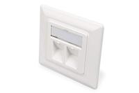 DIGITUS Aansluitdoos voor Keystone-module - 2 poorten - uitlaat 45° gehoekt - met stofkap - wit, DN-93801-1