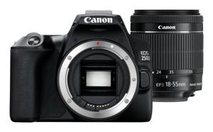 Canon EOS 250 D Digitale spiegelreflexcamera Incl. EF-S 18-55 mm IS lens 25.80 Mpix Zwart 4K video, Bluetooth, Draai- en zwenkbare display, WiFi