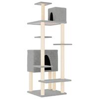 vidaXL Kattenmeubel met sisal krabpalen 154 cm lichtgrijs, kattenpaal, kattenboom, kattenkrabpaal, kattenhuis, kattenmeubel, kattenpalen