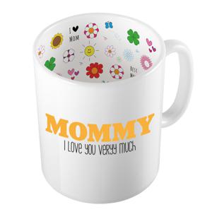 Cadeau koffie/thee mok voor mama - oranje - ik hou van jou - keramiek - 300 ml - Moederdag