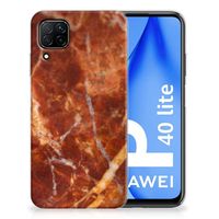 Huawei P40 Lite TPU Siliconen Hoesje Marmer Bruin - thumbnail