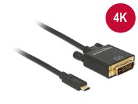 Delock 85320 USB-C-displaykabel USB-C / DVI Adapterkabel USB-C stekker, DVI-D 24+1-polige stekker 1.00 m Zwart Vergulde steekcontacten - thumbnail