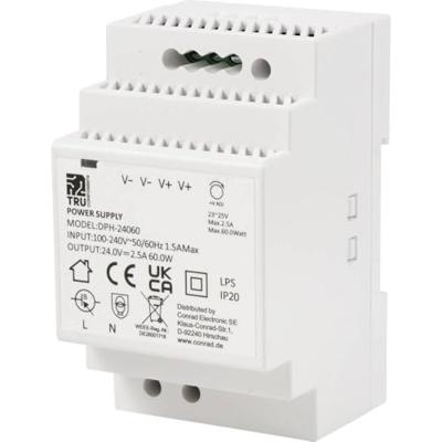 TRU COMPONENTS DPH-24060 DIN-rail netvoeding 24 V/DC 2.5 A 60 W Aantal uitgangen: 1 x Inhoud: 1 stuk(s)