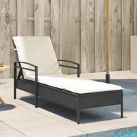 Ligbed met kussen 63x200x81 cm poly rattan zwart - thumbnail