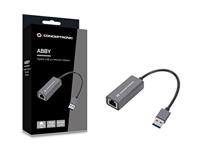 Conceptronic ABBY08G Gigabit USB 3.0 netwerkadapter, Wake-on-LAN, compatibel met Nintendo Switch