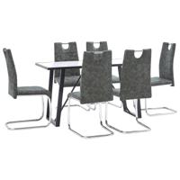 vidaXL 7-delige Eethoek kunstleer zwart