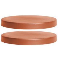 2x Stuks planten trolleys/multirollers rond terracotta kunststof 30 cm