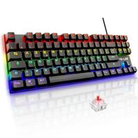 The G-Lab Keyz Mercury TKL mechanisch gamingtoetsenbord, 87 toetsen, bekabeld, USB, AZERTY, Frans, led-achtergrondverlichting, meerkleurig, gaming, compact, zonder cijferblok, PC/PS4/PS5/Xbox - zwart