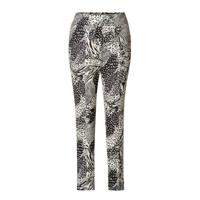ES&SY slim fit broek Thirza met all over print zwart/ecru