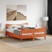 vidaXL Bedframe met hoofdbord massief grenenhout wasbruin 150x200 cm, bed, slaapkamermeubel, houten bed, tweepersoonsbed, houten bedframe, bedbodem
