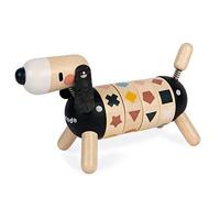 Janod - Dog Of Wooden Shapes and Colours - Sweet Cocoon Collection - Early-Learning and Early Years Toy, Water-Based Paint - Teaches Shapes and Colours - Ages 2 and Up, J04421
