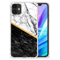 Apple iPhone 11 Anti-Shock Hoesje Marmer Wit Zwart - Origineel Cadeau Man