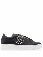 Philipp Plein baskets à plaque logo - Noir - thumbnail