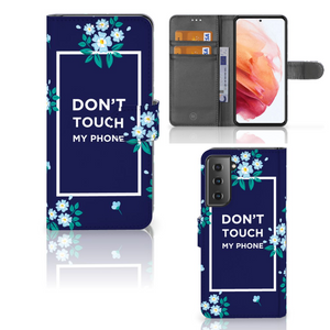 Samsung Galaxy S21 Portemonnee Hoesje Flowers Blue DTMP